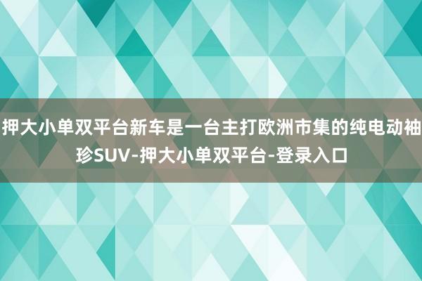 押大小單雙平臺新車是一臺主打歐洲市集的純電動袖珍SUV-押大小單雙平臺-登錄入口